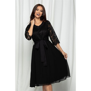 Rochie Luana neagra cu dantela si voal