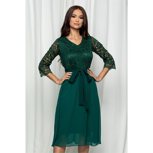 Rochie Luana verde cu dantela si voal