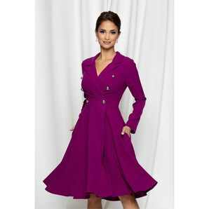 Rochie MBG magenta cu nasturi decorativi pe bust