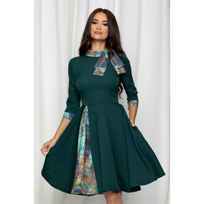 Rochie MBG verde cu imprimeu colorat