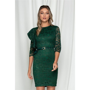 Rochie Mia verde din dantela si curea in talie