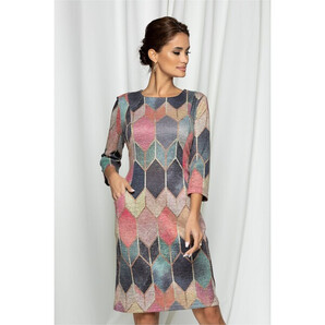 Rochie Mira cu imprimeu geometric colorat