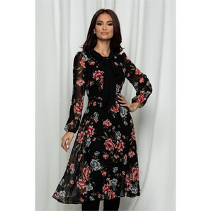 Rochie Miruna neagra cu imprimeu floral