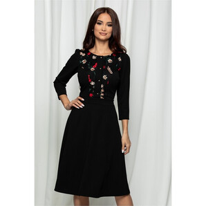 Rochie Moze neagra cu broderie florala