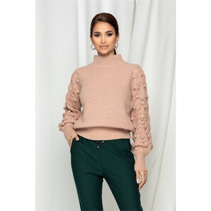 Bluza Ania beige cu ciucuri pe maneci