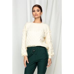 Bluza Dina alba cu ciucuri