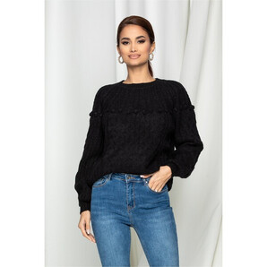Bluza Dina neagra cu ciucuri