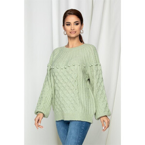 Bluza Dina verde cu ciucuri