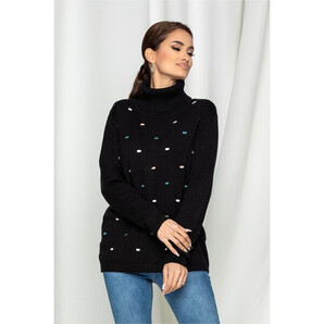 Bluza Luana neagra cu guler inalt si model