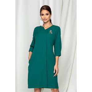 Rochie Dora verde cu pliu si accesoriu