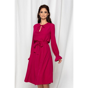 Rochie Dy Fashion magenta cu cordon in talie