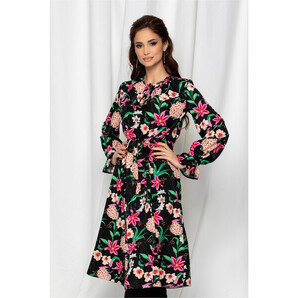 Rochie Dy Fashion neagra cu imprimeu floral