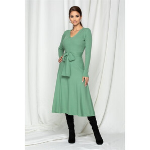 Rochie Elvira verde cu cordon in talie