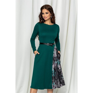 Rochie MBG verde cu imprimeu pe fusta