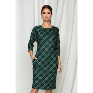 Rochie Misha verde cu carouri si fir lurex