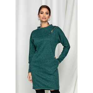 Rochie Moze verde cu fermoar lateral pe bust