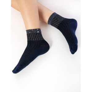 Sosete bumbac bleumarin raiate cu margele Socks Concept ELN06