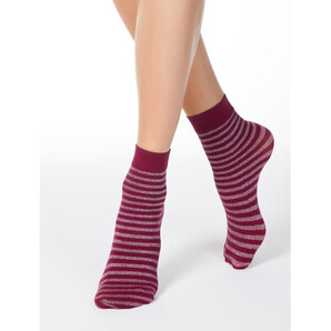 Sosete lycra bordo cu dungi metalizate Conte Elegant Glitter Stripes 50 den