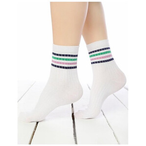 Sosete raiate albe cu dungi colorate Socks Concept 198BRG-18