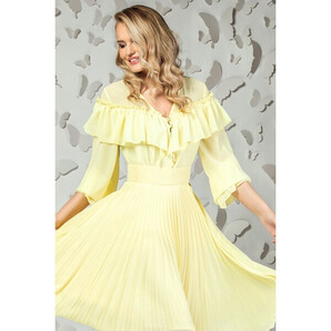 Bluza Pretty Girl galben pal din voal cu volanase