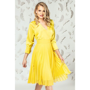 Bluza Pretty Girl galbena din satin cu mansete late