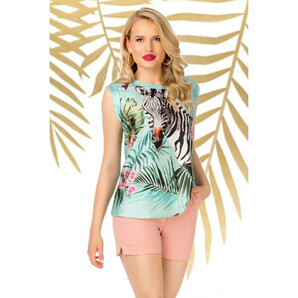 Bluza Pretty Girl mint din satin cu imprimeu zebra