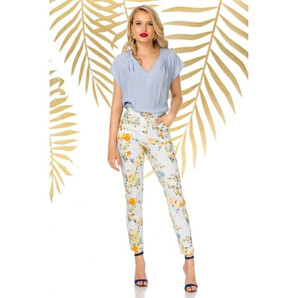 Pantaloni Pretty Girl bleu de vara cu print floral