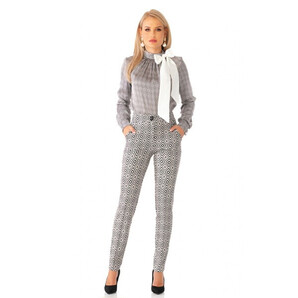 Pantaloni Pretty Girl gri cu print romburi