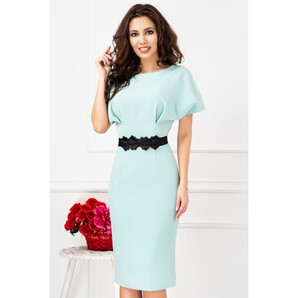 Rochie conica eleganta mint cu cordon deosebit in talie