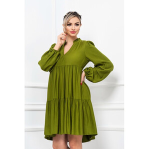 Rochie de gravida lejera Xara verde cu volane si decolteu in V