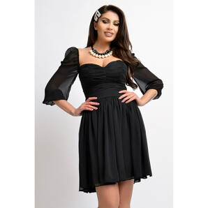 Rochie neagra scurta din voal clos cu maneca lunga Atmosphere