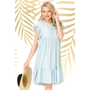 Rochie Pretty Girl de zi lejera bleu din vascoza cu volanase