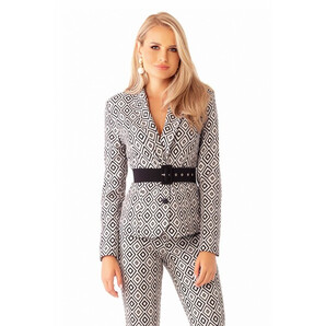 Sacou Pretty Girl gri cu imprimeu romburi