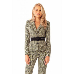 Sacou Pretty Girl verde cu imprimeu romburi