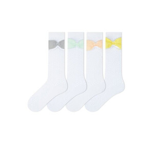 Set 4 sosete bumbac lungi sub genunchi cu fundita colorata Bross 22229