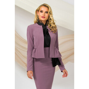 Blazer elegant lila Pretty Girl cu volanas si funda neagra satinata