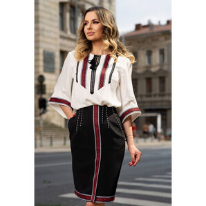 Bluza Effect alba tip ie brodata cu motive traditionale