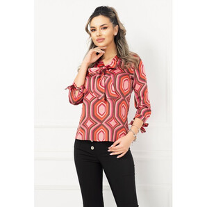 Bluza InPuff eleganta satinata cu imprimeu geometric colorat