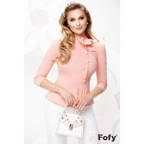 Camasa office somon cu peplum si funda maxi in lateral