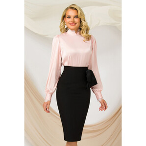 Fusta office Pretty Girl conica neagra cu funda satinata decorativa