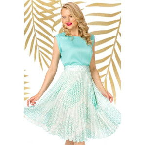 Fusta Pretty Girl plisata cu imprimeu mint tip sarpe