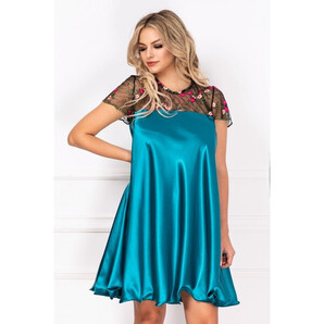 Rochie de cununie Erin turquoise din satin cu broderie By InPuff