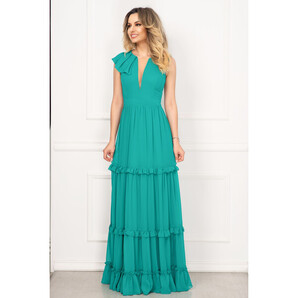 Rochie de seara Fofy turquoise cu volane