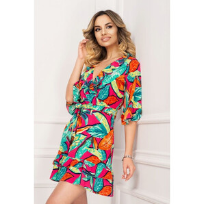 Rochie de vara scurta cu volane si imprimeu vibrant By InPuff