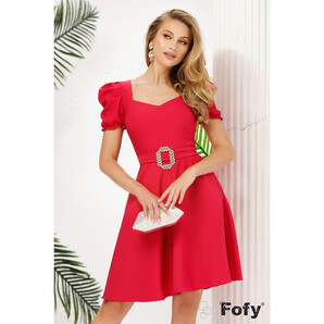 Rochie eleganta Fofy ciclam in clos cu catarama din cristale