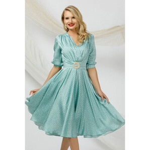 Rochie eleganta Pretty Girl mint cu buline marunte si catarama