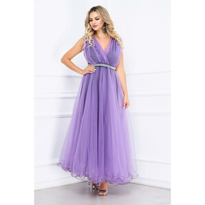 Rochie lunga domnisoara de onoare mov din tulle By InPuff