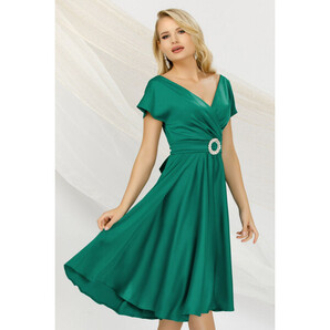 Rochie midi Pretty Girl verde in clos de ocazie cu decolteu petrecut