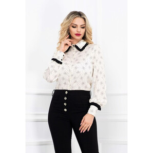 Bluza InPuff office cu buline si volanas cret la guler si mansete