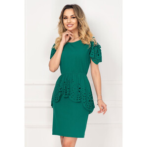 Rochie de ocazie Livia verde cu peplum si material perforat By InPuff